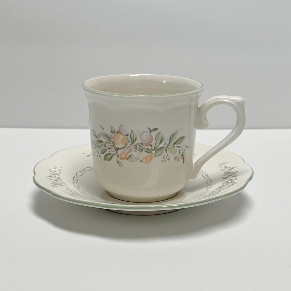 Vintage Cup and Saucer, Lenox Lantana Garden Gate - Discontinued Pattern